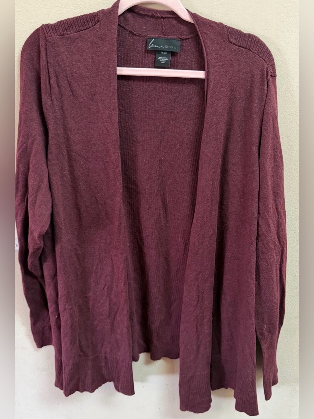 Lane Bryant Open-Front Maroon Women’s Cardigan Sweater size 26/28